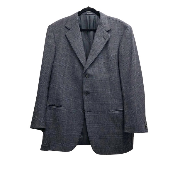 ERMENEGILDO ZEGNA Z HERITAGE GRAY & BLUE GLEN PLAID BLAZER